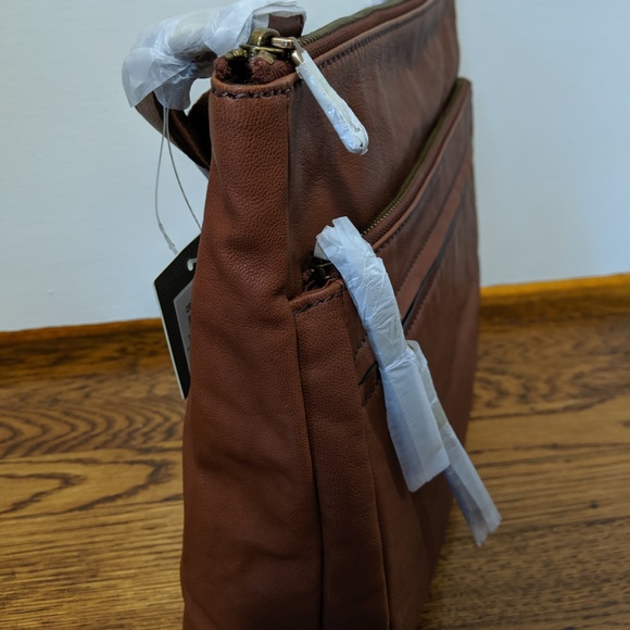 NWT Fossil Corey Large Brown Leather Crossbody Bag - Picture 6 of 7